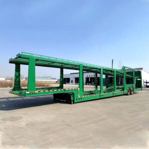20.5 meter 2 axle car carrier trailer by ZW Group, showing durable Q345 steel frame and heavy-duty Fuwa axles