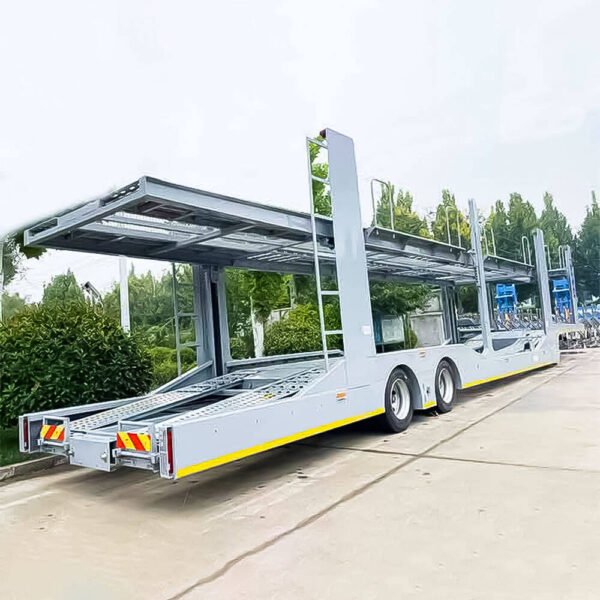 ZW Group 8 Car Hauler Semi Trailer front view with dual decks and air suspension
