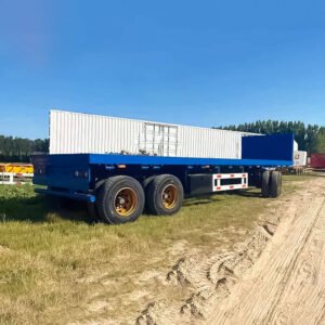 ZW Group 3 Axle Full Drawbar Flatbed Trailer front view with mechanical suspension