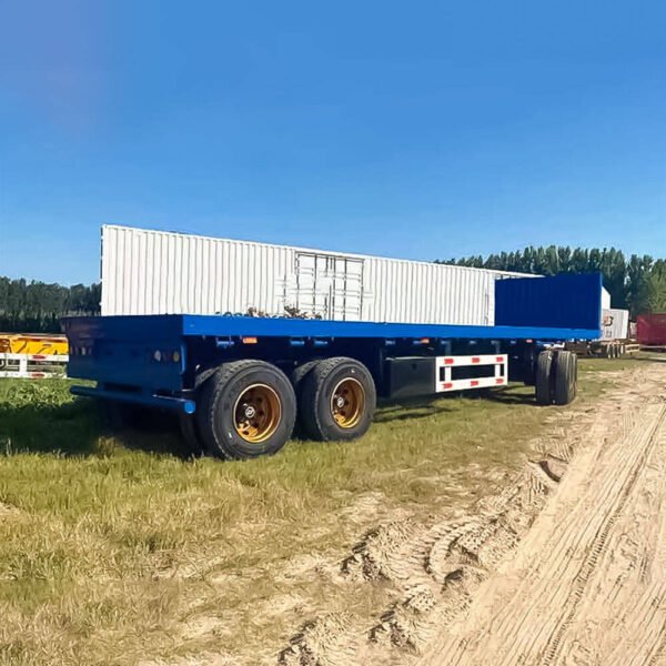 ZW Group 3 Axle Full Drawbar Flatbed Trailer front view with mechanical suspension