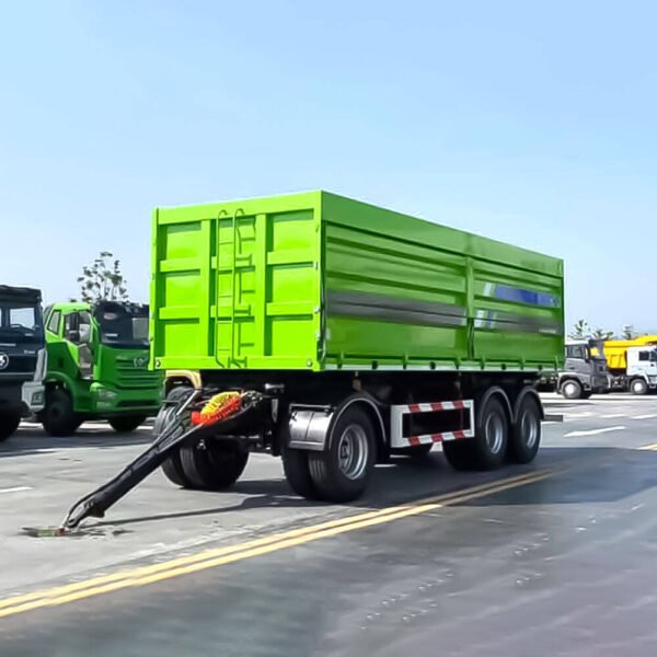 ZW Group 3 Axle Drawbar Dump Trailer front view with mechanical suspension