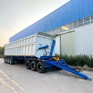 ZW Group 4 Axle Side Dump Drawbar Trailer with hydraulic side tipping system and heavy-duty suspension, full side dump trailer view
