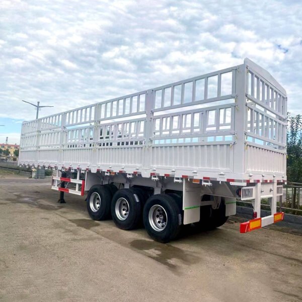 3 Axle Fence Cargo Semi Trailer with high-strength steel chassis and adjustable fence panels