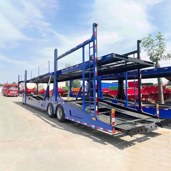 Double Deck 8-Car Carrier Semi Trailer with two decks for transporting up to eight cars