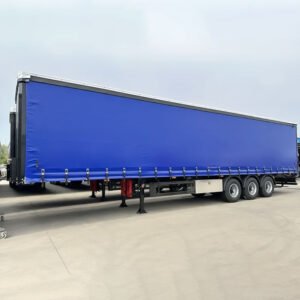 Front view of ZW Group Dry Van Curtain Semi Trailer with sliding curtains and enclosed cargo body.