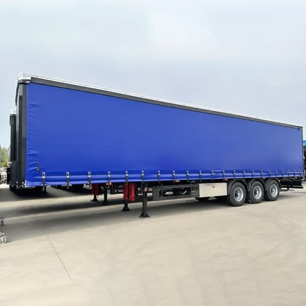 Front view of ZW Group Dry Van Curtain Semi Trailer with sliding curtains and enclosed cargo body.