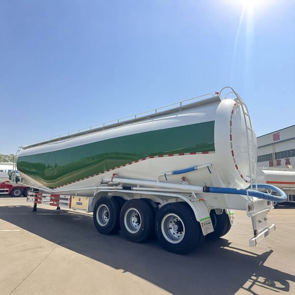 3 axle 85CBM bulk cement semi trailer with V-shaped tank body and pneumatic discharge system