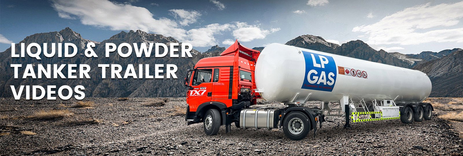 Liquid and powder tanker semi trailers in action for fuel and feed transport