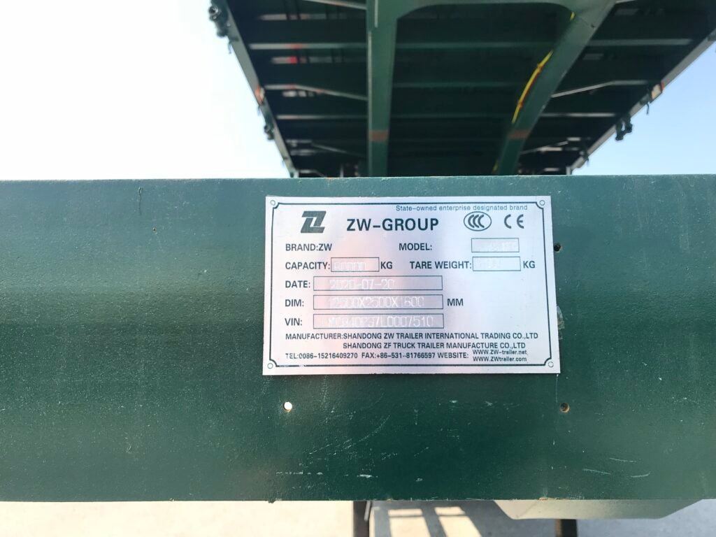 Durable metal nameplate with clear product identification and manufacturing details