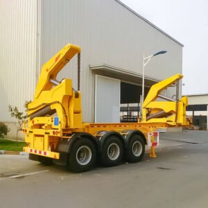 ZW Group 3-axle side loader trailer lifting 40ft container with hydraulic arms
