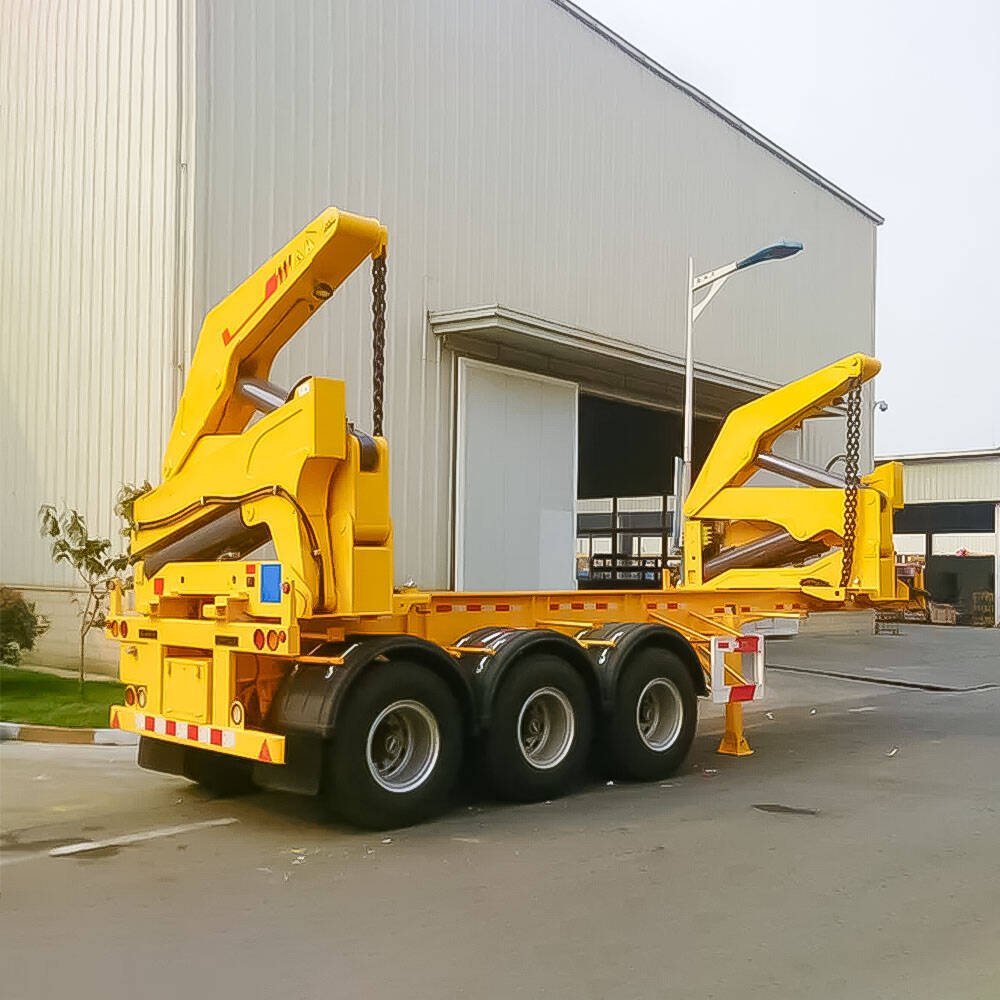 Container side loader trailer loading a 40ft container