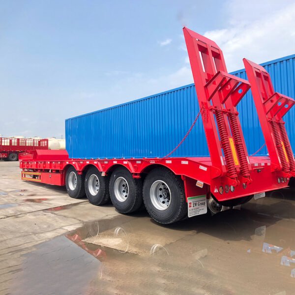 ZW Group 100 Ton Lowbed Semi Trailer for safe and efficient heavy machinery transport.