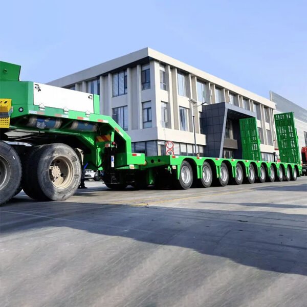 16m 10-axle 150T extendable lowbed trailer front view for heavy cargo transport