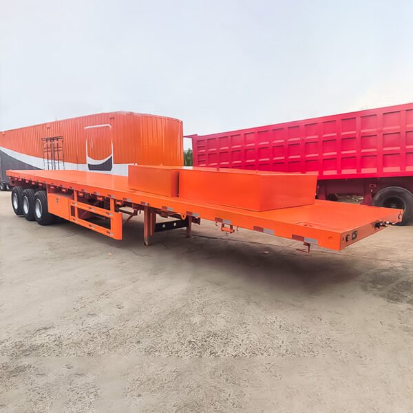 3 Axle 40FT Container Flatbed Semi Trailer with Steel Frame and Heavy-Duty Axles for ISO Container Transport