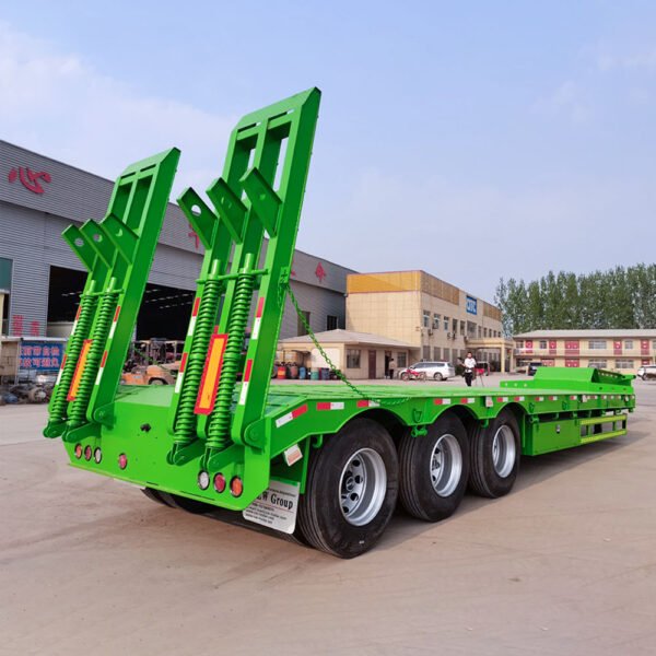 60 ton 3 axle lowbed semi trailer with FUWA axles and Q550 steel chassis for heavy equipment transportation