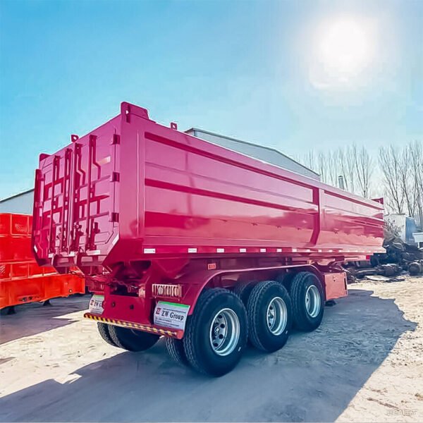 3 Axle 35CBM Hydraulic Dump Semi Trailer by ZW Group with heavy-duty steel body and FUWA axles
