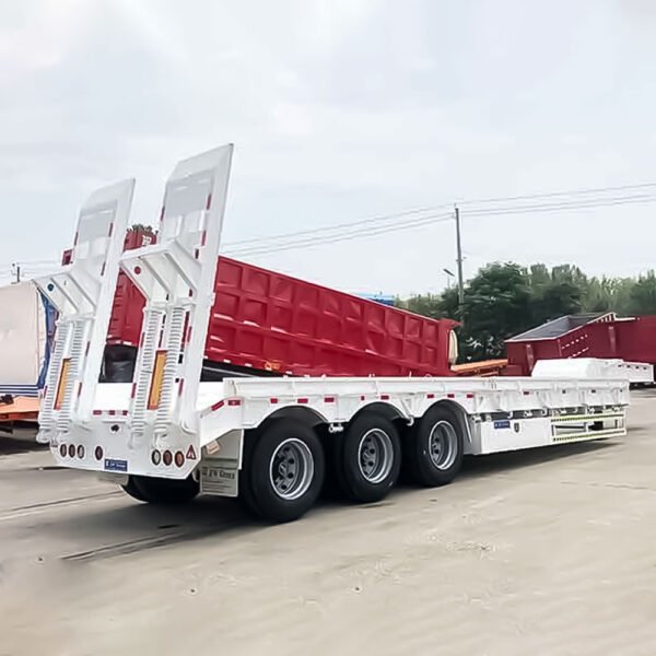 3 axle 60 ton lowbed trailer for transporting heavy machinery and oversized cargo