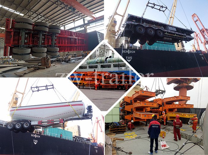 12m 20ft Skeletal Semi Trailer loaded at port for shipping