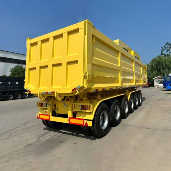ZW Group 6 Axle 40 Ton U-Type Dump Semi Trailer front side view with heavy-duty carbon steel body and HYVA hydraulic tipping system