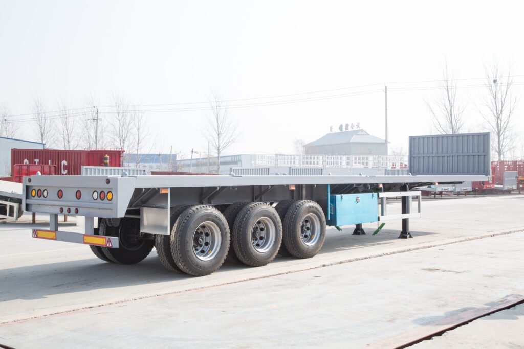 Uganda client 40ft flatbed semi trailer 3/4 angle view by ZW Group