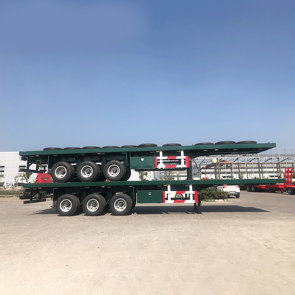Side view of 3 Axle 40ft Flatbed Semi Trailer delivered to Burundi clients by ZW Group
