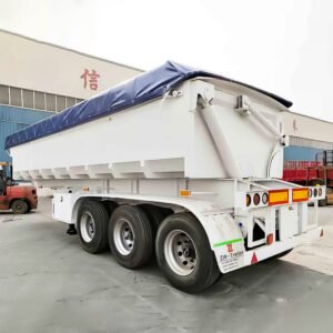 3 axle side tipper trailer with hydraulic tipping system for bulk material transport