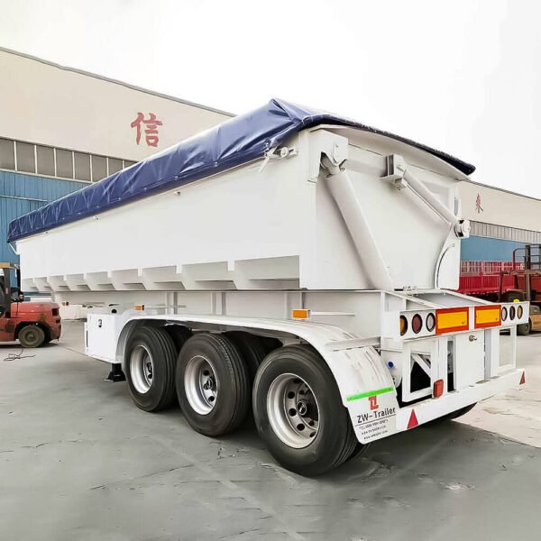 3 axle side tipper trailer with hydraulic tipping system for bulk material transport