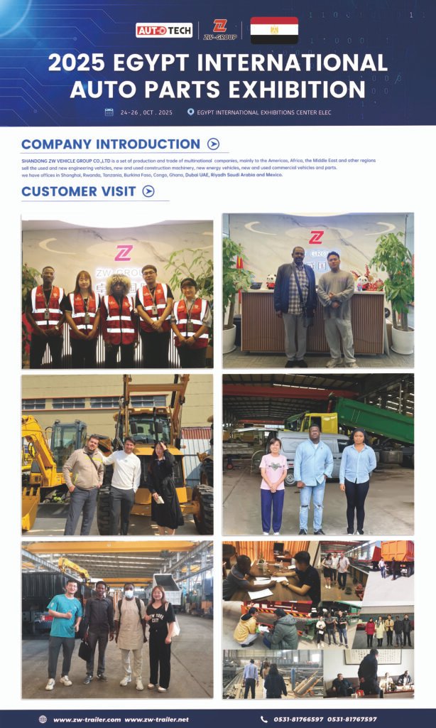 Customers visiting ZW Semi-Trailer booth at 2025 Egypt Auto Parts Exhibition