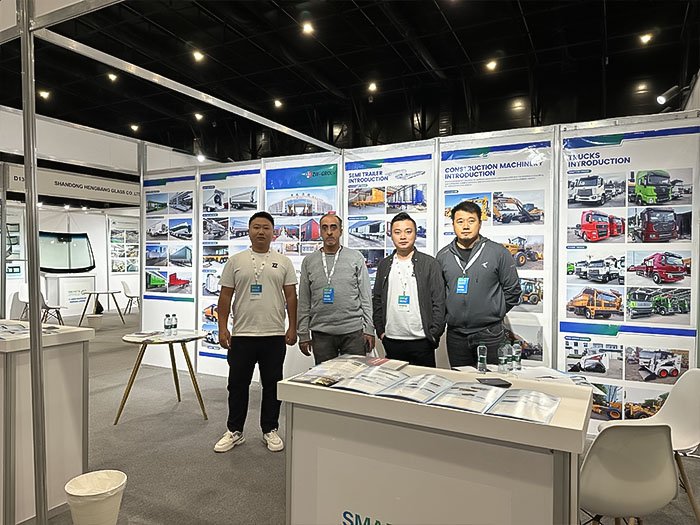 ZW Semi-Trailer team at Saudi Arabia Expo 2025 showcasing tanker and cement bulk trailers to international clients
