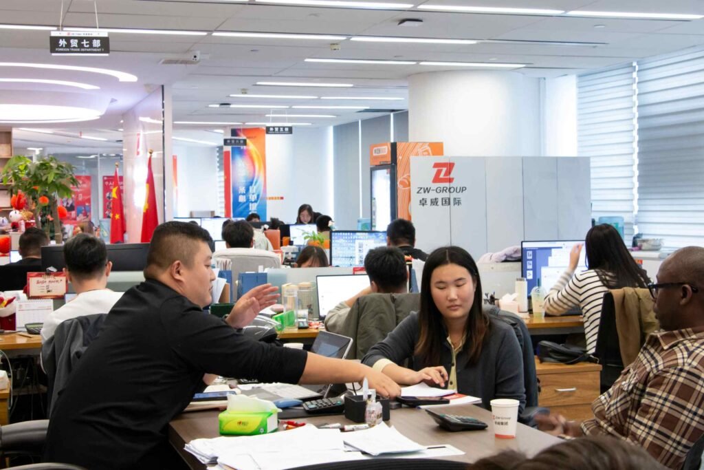 Senegal clients discussing equipment requirements with ZW Semi Trailer staff in the office