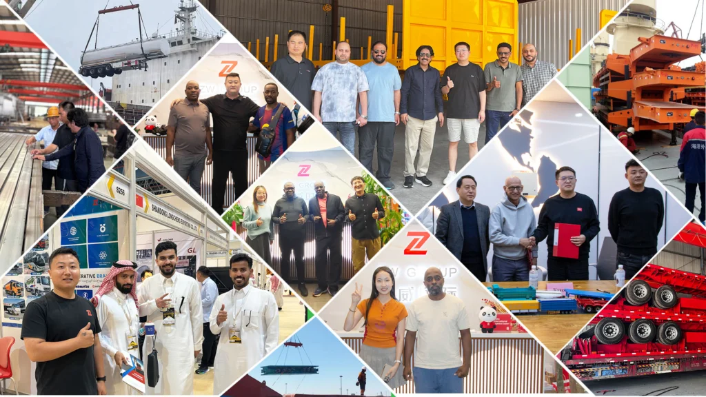 Overseas customers visiting ZW semi trailer factory for inspection, contract signing and trailer shipment, serving Africa and Middle East markets