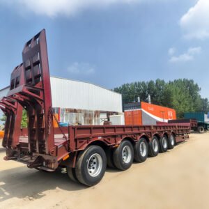 6 axle 120 ton lowbed semi trailer side view heavy equipment transport trailer low deck design