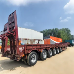 6 axle 120 ton lowbed semi trailer side view heavy equipment transport trailer low deck design