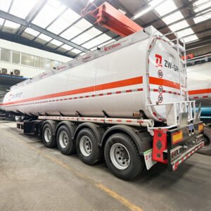 3 axle 54000L carbon steel fuel tanker semi trailer side view Q345 tank diesel petrol transport trailer