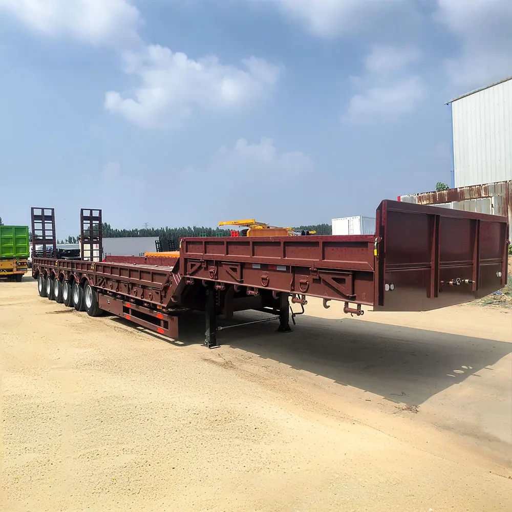 6 axle 120 ton lowbed semi trailer front three quarter view heavy equipment transport low deck trailer