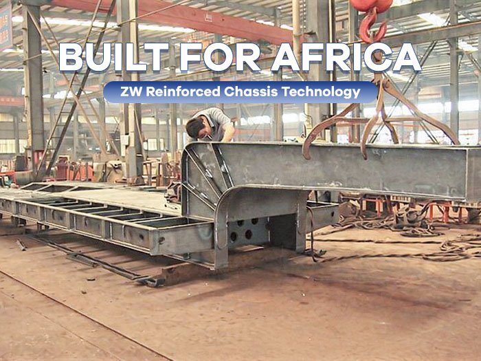 HOWO heavy-duty semi-trailer with reinforced chassis, ready for African mining transport.