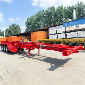 heavy duty 3 axle 40ft skeleton trailer ISO container chassis reinforced steel frame twist lock system port logistics transport trailer
