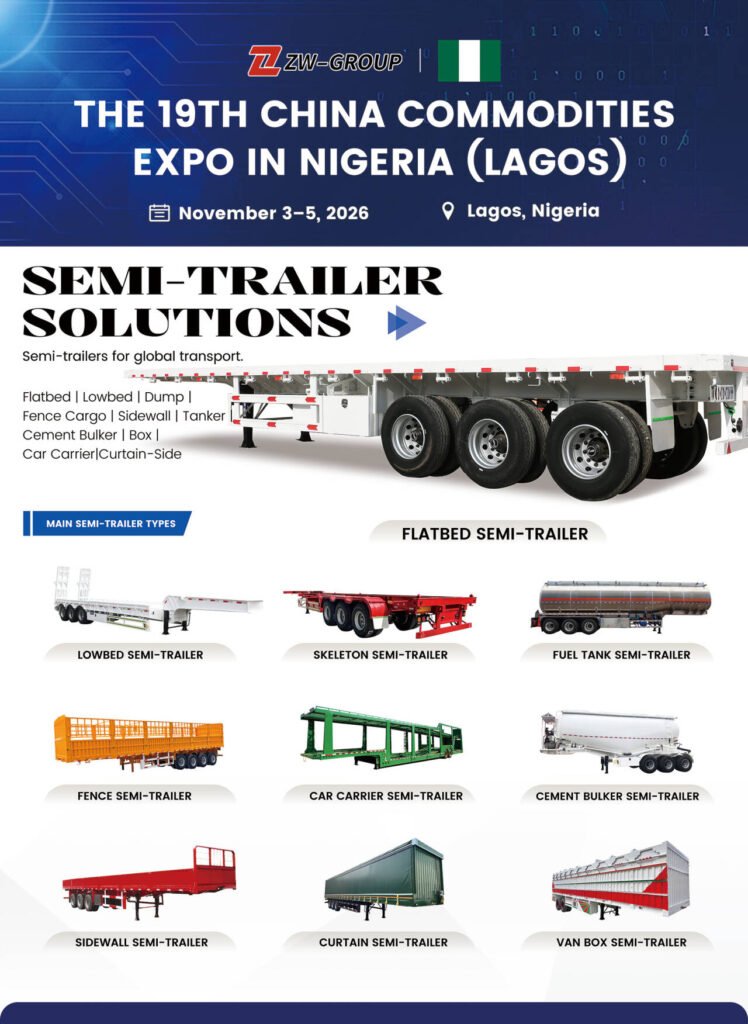 Semi-trailers featured in ZW Group Nigeria Expo 2026 poster