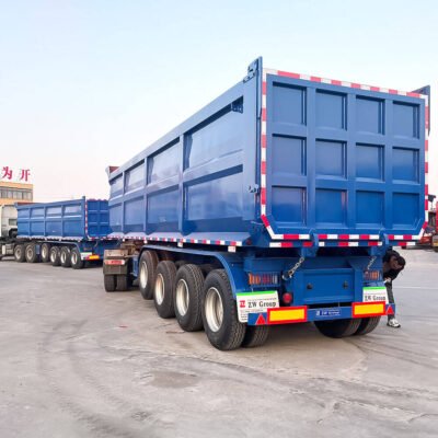 4 Axle 40CBM End Dump Trailer by ZW Group with HYVA hydraulic system and heavy-duty steel body